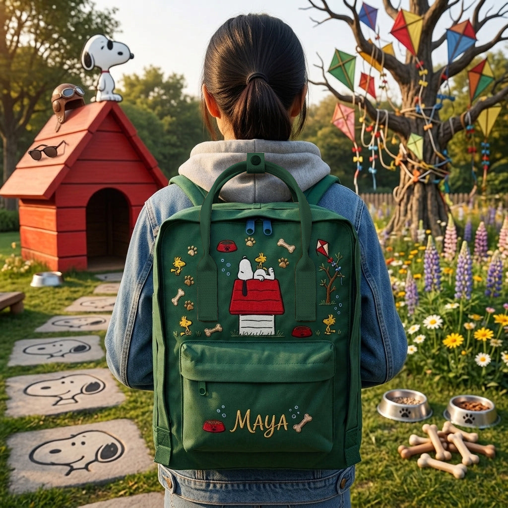 Snoopy Fjallraven Kanken Hand-Embroidered Backpack