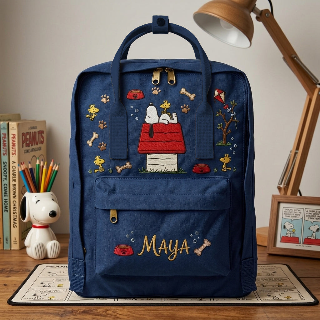 Snoopy Fjallraven Kanken Hand-Embroidered Backpack