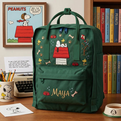 Snoopy Fjallraven Kanken Hand-Embroidered Backpack