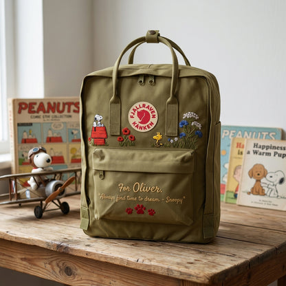 Snoopy Fjallraven Kanken Hand-Embroidered Backpack
