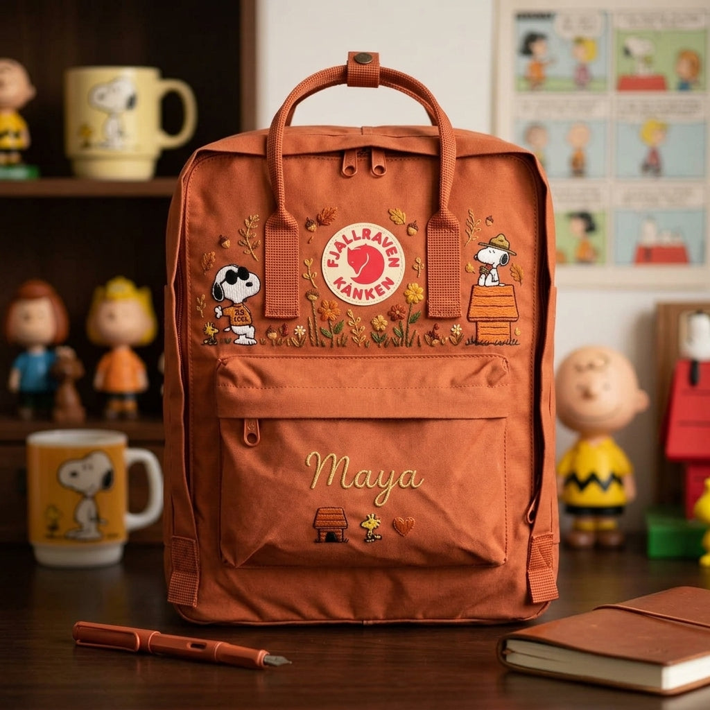 Snoopy Fjallraven Kanken Hand-Embroidered Backpack