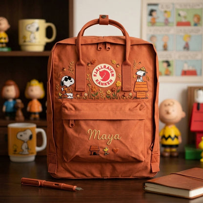 Snoopy Fjallraven Kanken Hand-Embroidered Backpack