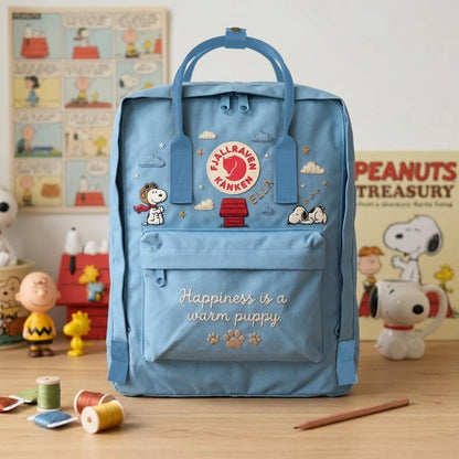 Snoopy Fjallraven Kanken Hand-Embroidered Backpack