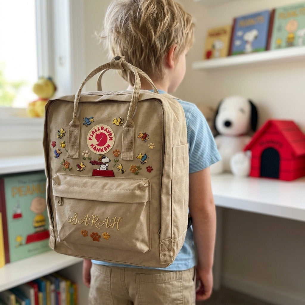 Snoopy Fjallraven Kanken Hand-Embroidered Backpack