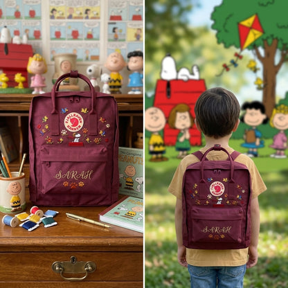 Snoopy Fjallraven Kanken Hand-Embroidered Backpack