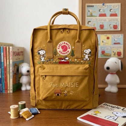 Snoopy Fjallraven Kanken Hand-Embroidered Backpack