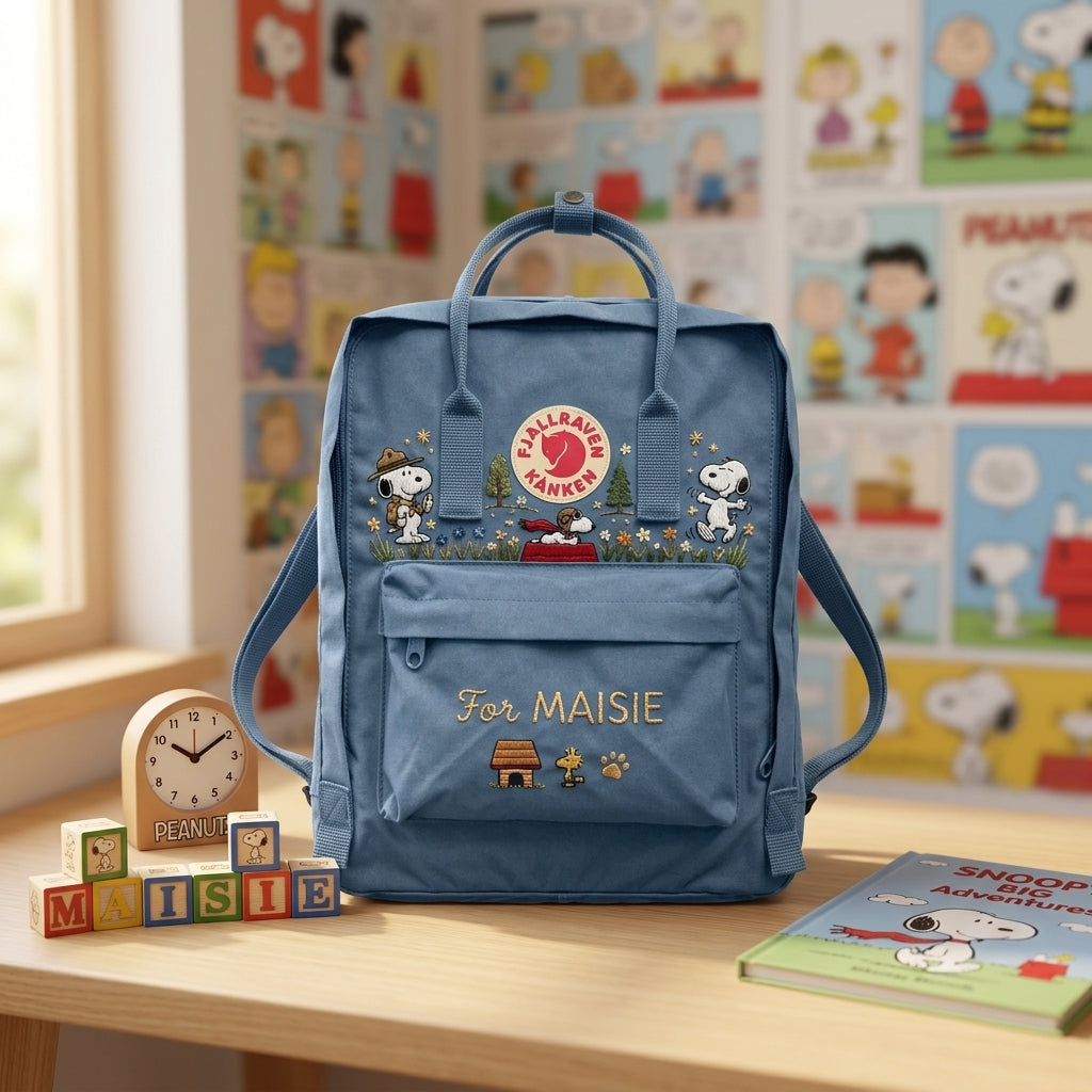 Snoopy Fjallraven Kanken Hand-Embroidered Backpack