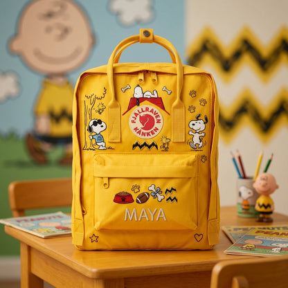 Snoopy Fjallraven Kanken Hand-Embroidered Backpack