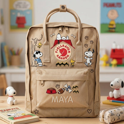 Snoopy Fjallraven Kanken Hand-Embroidered Backpack