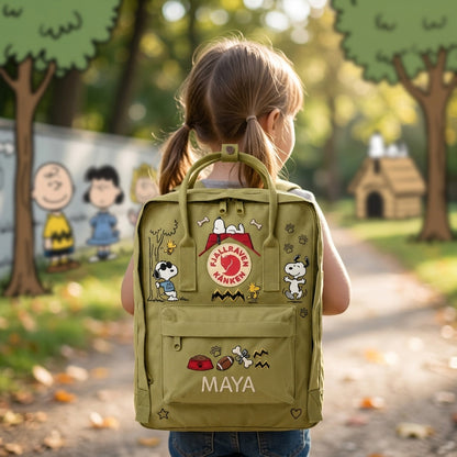 Snoopy Fjallraven Kanken Hand-Embroidered Backpack