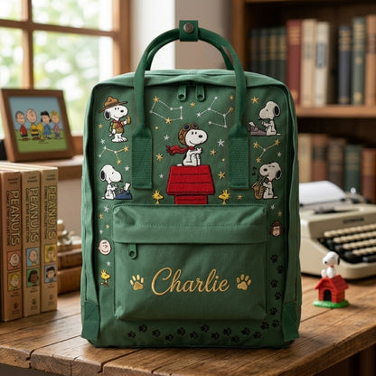 Snoopy Fjallraven Kanken Hand-Embroidered Backpack