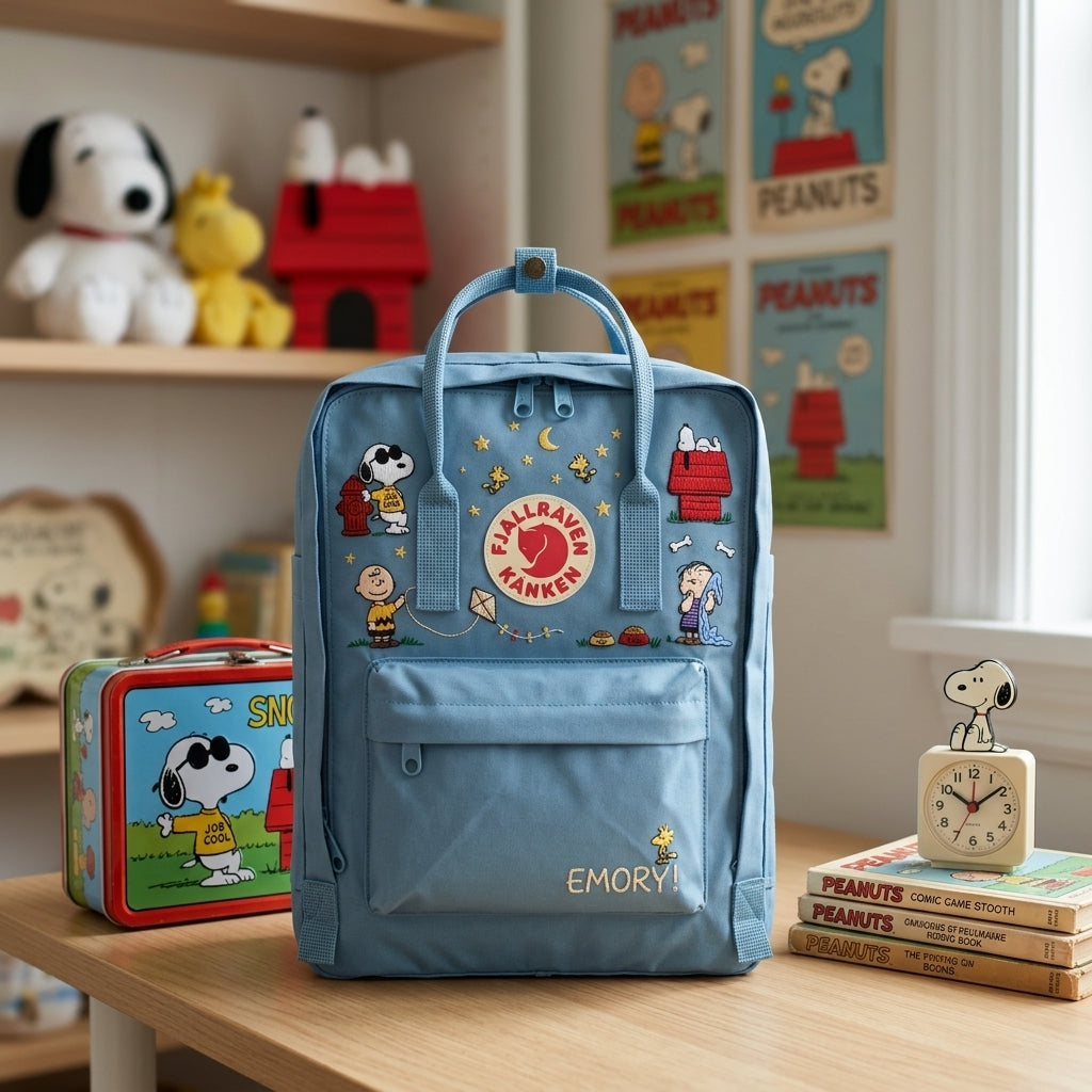 Snoopy Fjallraven Kanken Hand-Embroidered Backpack