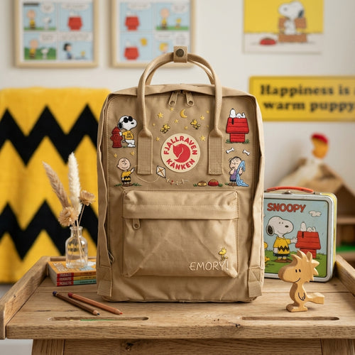 Snoopy Fjallraven Kanken Hand-Embroidered Backpack