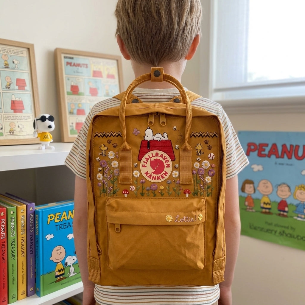 Snoopy Fjallraven Kanken Hand-Embroidered Backpack