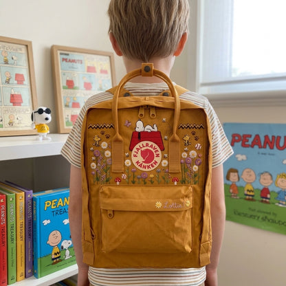 Snoopy Fjallraven Kanken Hand-Embroidered Backpack