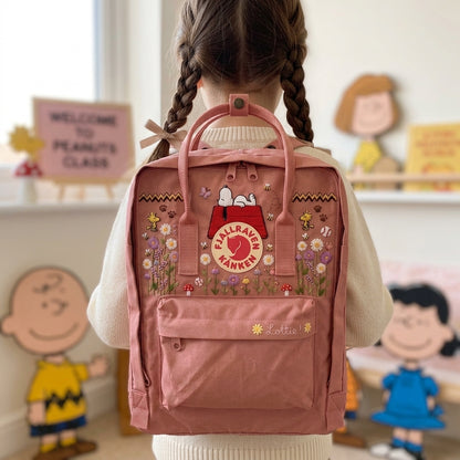 Snoopy Fjallraven Kanken Hand-Embroidered Backpack