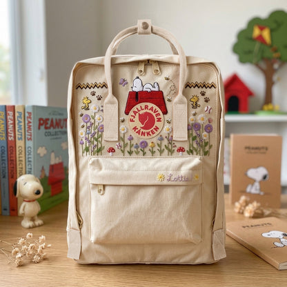 Snoopy Fjallraven Kanken Hand-Embroidered Backpack
