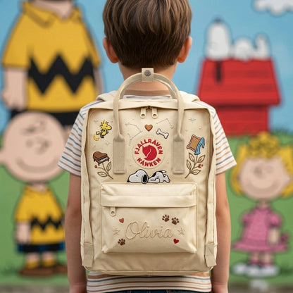 Snoopy Fjallraven Kanken Hand-Embroidered Backpack
