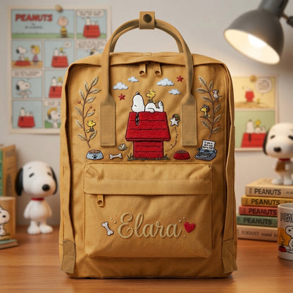 Snoopy Fjallraven Kanken Hand-Embroidered Backpack