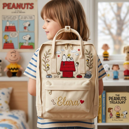 Snoopy Fjallraven Kanken Hand-Embroidered Backpack