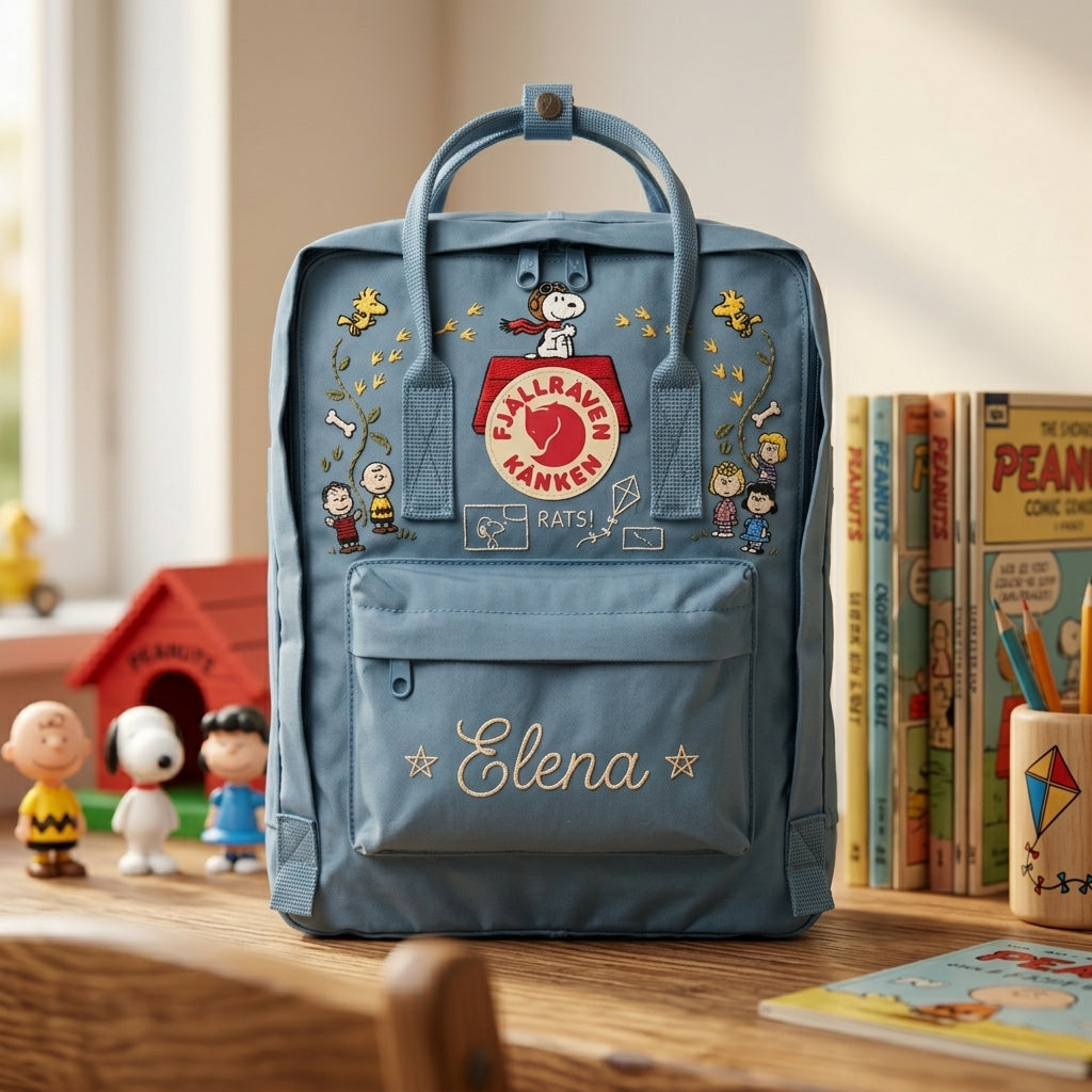 Snoopy Fjallraven Kanken Hand-Embroidered Backpack