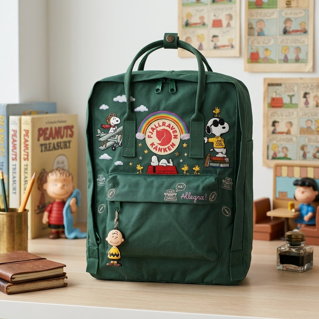 Snoopy Fjallraven Kanken Hand-Embroidered Backpack