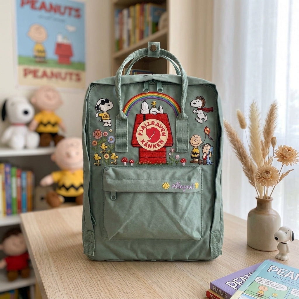 Snoopy Fjallraven Kanken Hand-Embroidered Backpack