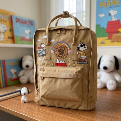 Snoopy Fjallraven Kanken Hand-Embroidered Backpack
