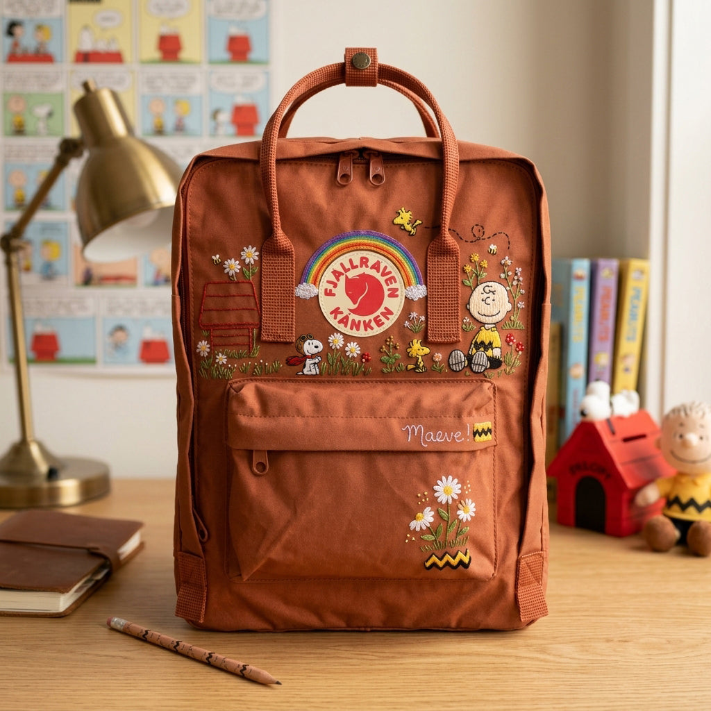 Snoopy Fjallraven Kanken Hand-Embroidered Backpack
