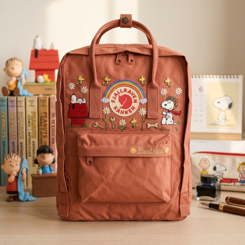 Snoopy Fjallraven Kanken Hand-Embroidered Backpack