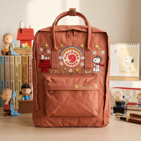 Sac à dos brodé à la main Snoopy Fjallraven Kanken