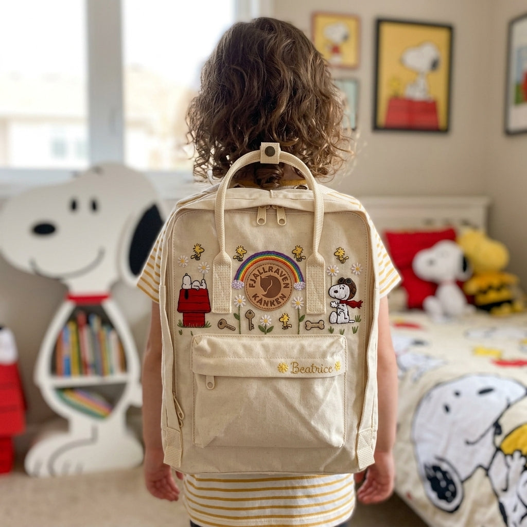 Snoopy Fjallraven Kanken Hand-Embroidered Backpack