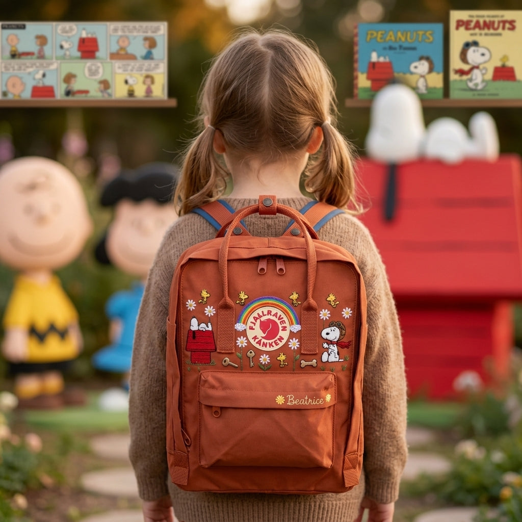 Snoopy Fjallraven Kanken Hand-Embroidered Backpack
