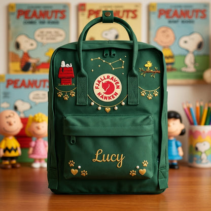 Snoopy Fjallraven Kanken Hand-Embroidered Backpack