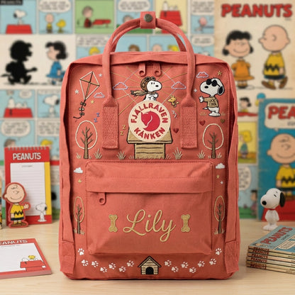 Snoopy Fjallraven Kanken Hand-Embroidered Backpack