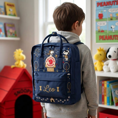 Snoopy Fjallraven Kanken Hand-Embroidered Backpack
