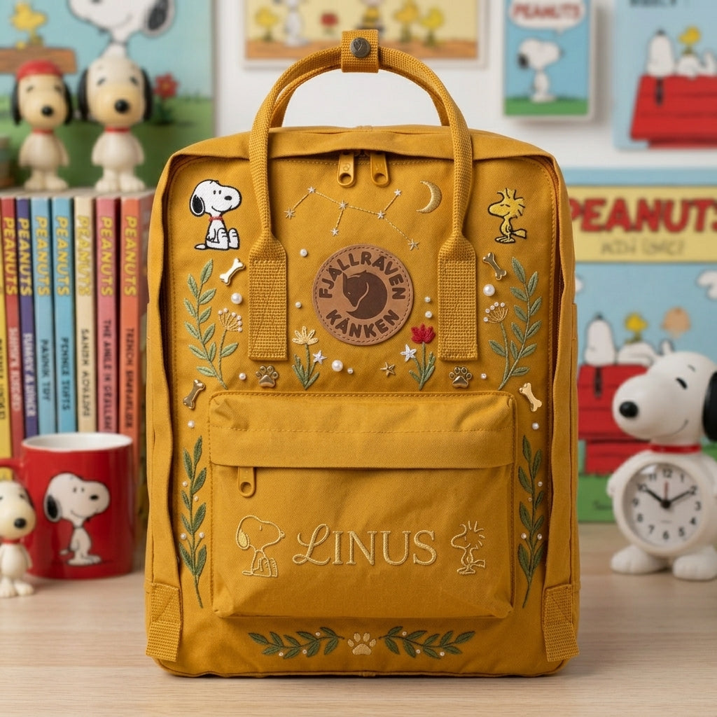 Snoopy Fjallraven Kanken Hand-Embroidered Backpack