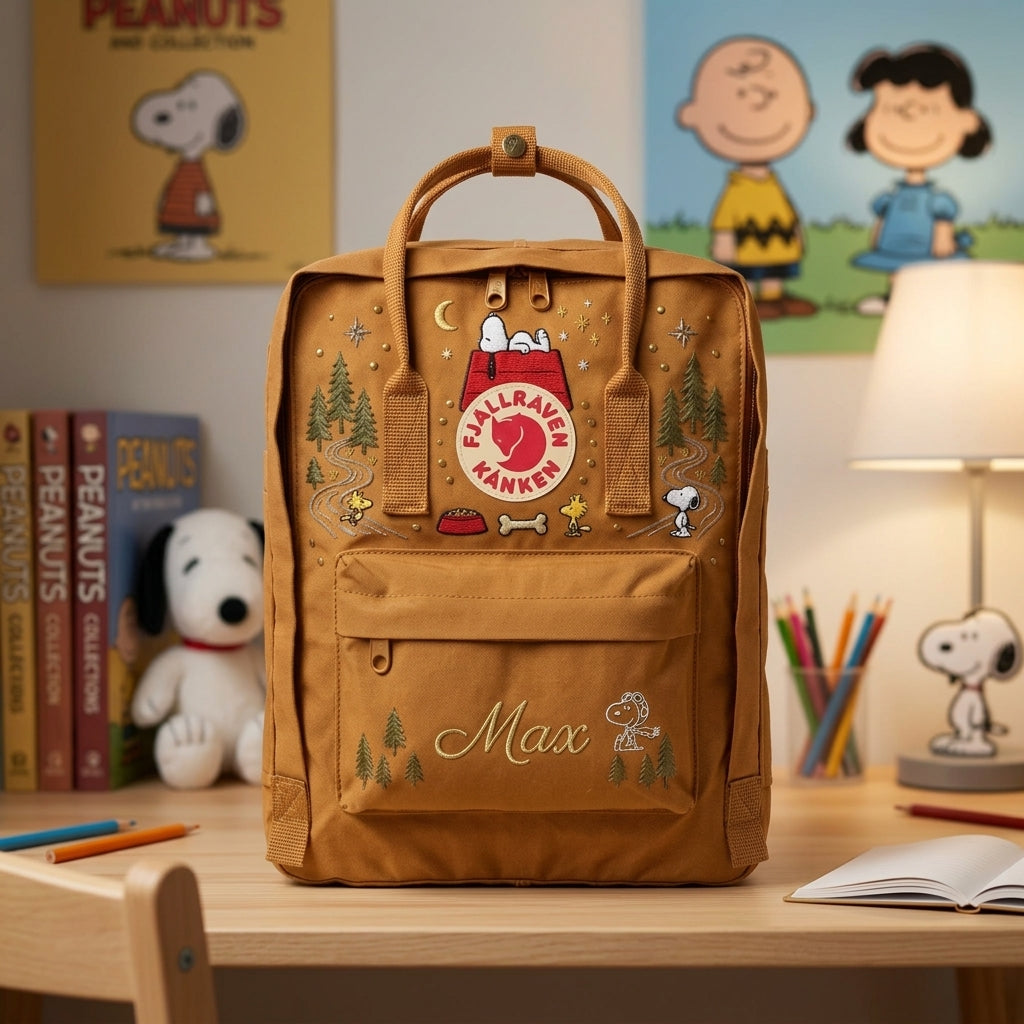 Snoopy Fjallraven Kanken Hand-Embroidered Backpack