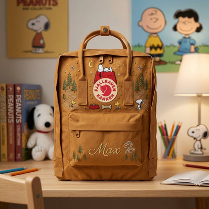 Snoopy Fjallraven Kanken Hand-Embroidered Backpack