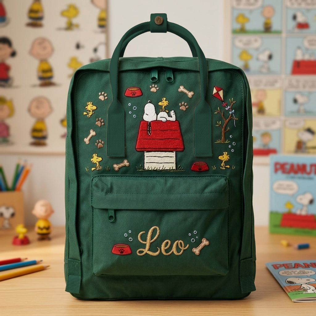 Snoopy Fjallraven Kanken Hand-Embroidered Backpack