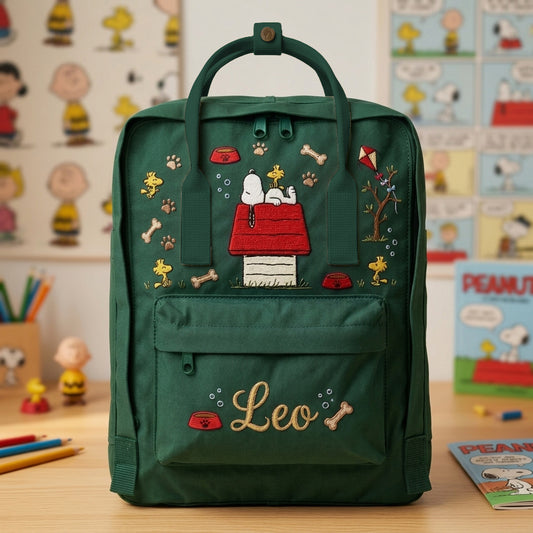Snoopy Fjallraven Kanken Hand-Embroidered Backpack