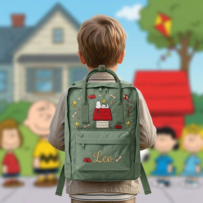 Snoopy Fjallraven Kanken Hand-Embroidered Backpack