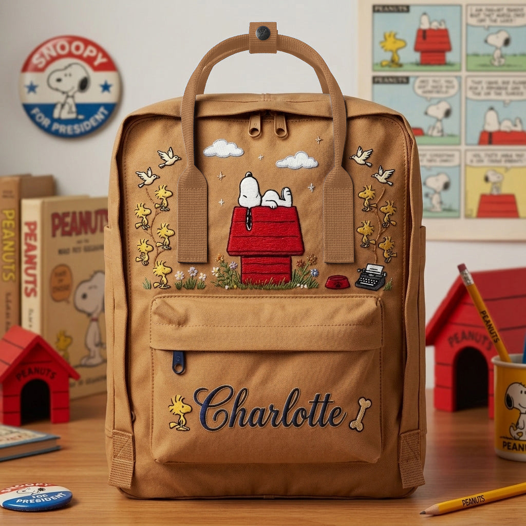 Snoopy Fjallraven Kanken Hand-Embroidered Backpack