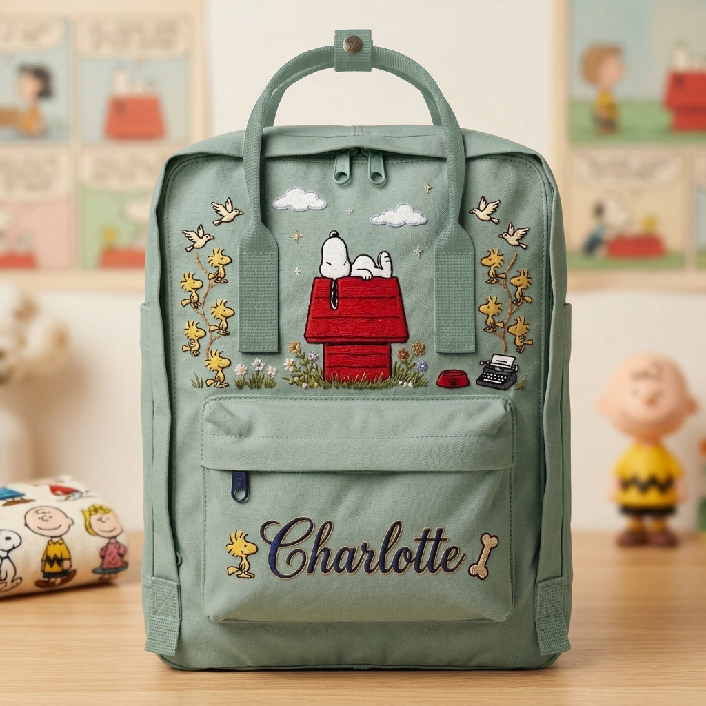 Snoopy Fjallraven Kanken Hand-Embroidered Backpack