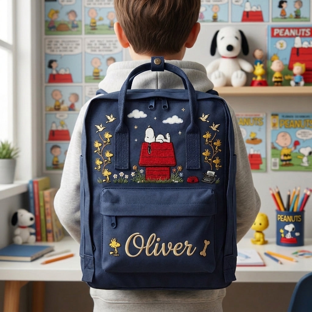 Snoopy Fjallraven Kanken Hand-Embroidered Backpack