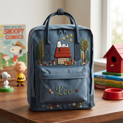 Snoopy Fjallraven Kanken Hand-Embroidered Backpack