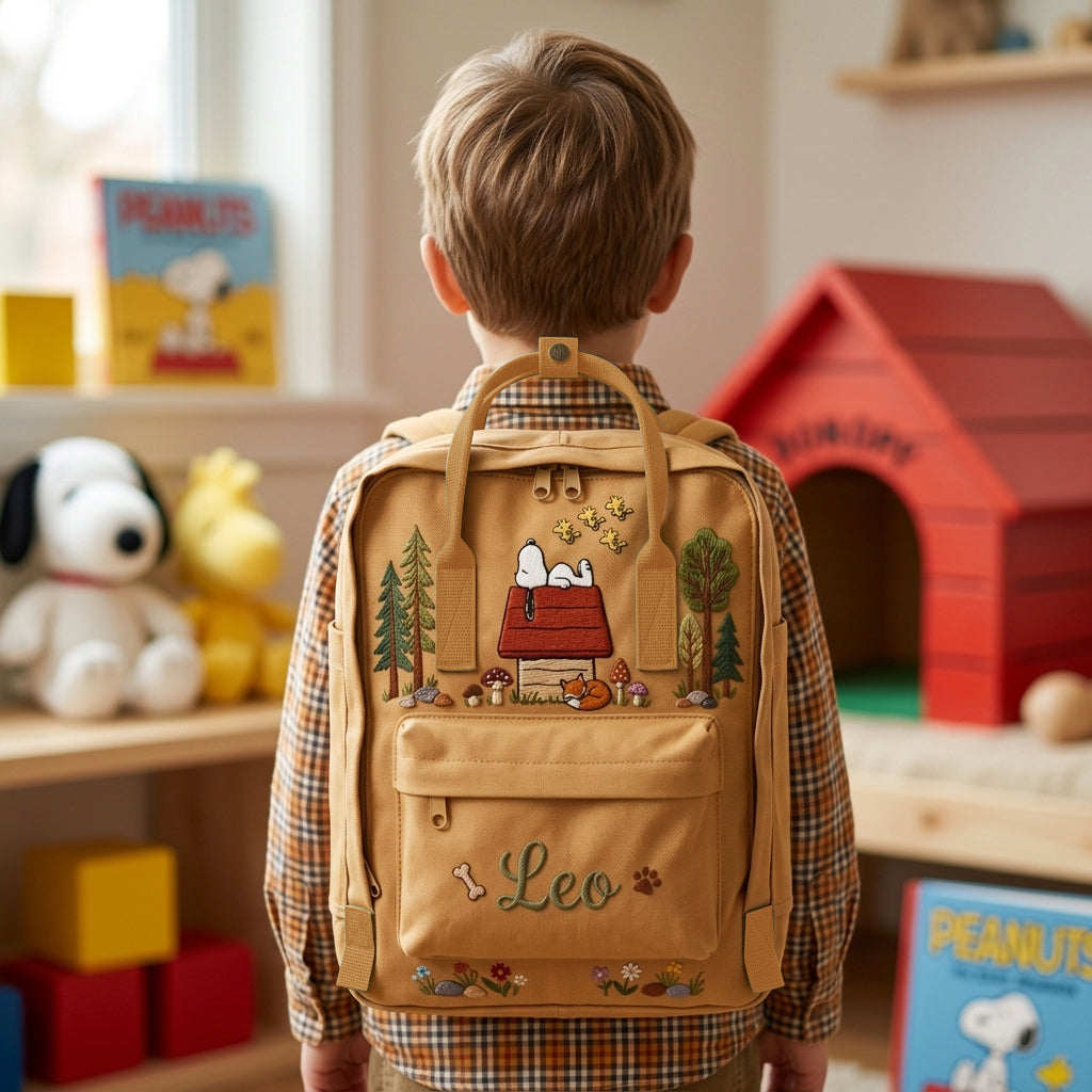 Snoopy Fjallraven Kanken Hand-Embroidered Backpack