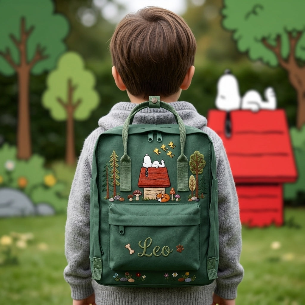 Snoopy Fjallraven Kanken Hand-Embroidered Backpack