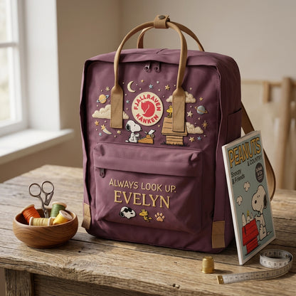 Snoopy Fjallraven Kanken Hand-Embroidered Backpack