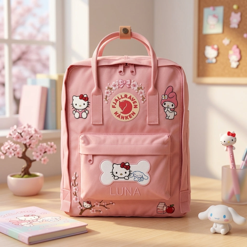 Hello Kitty Fjallraven Kanken Hand-Embroidered Backpack